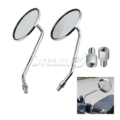 Electric Scooty Rear View Chrome Round Mirror 6mm Back Side Convex Mirror