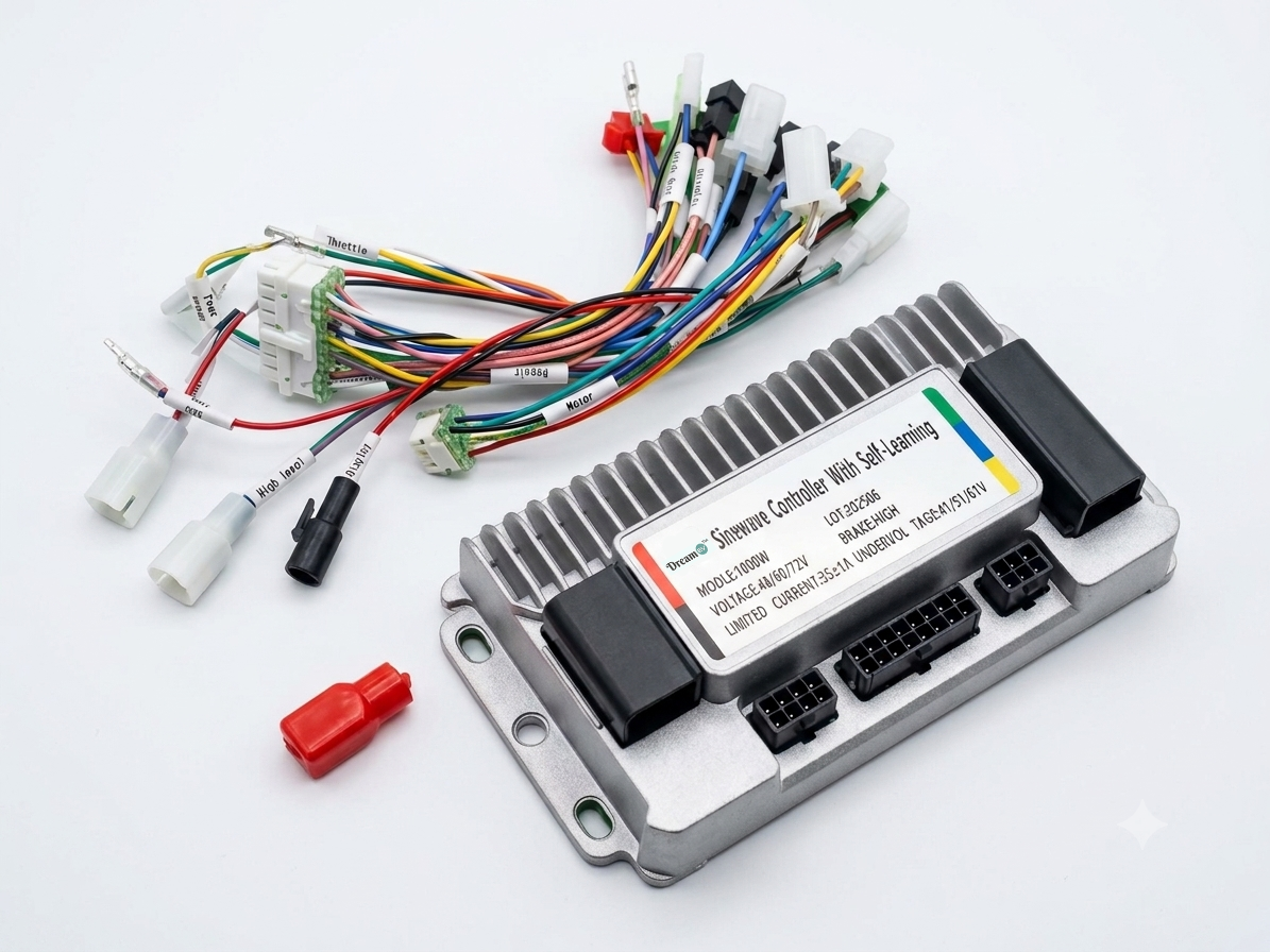 Smart Motor Controller 48V/60V/72V, 35A for Electric Scooter & E-Rickshaw, , Self-Learning Controller with Wiring Harness