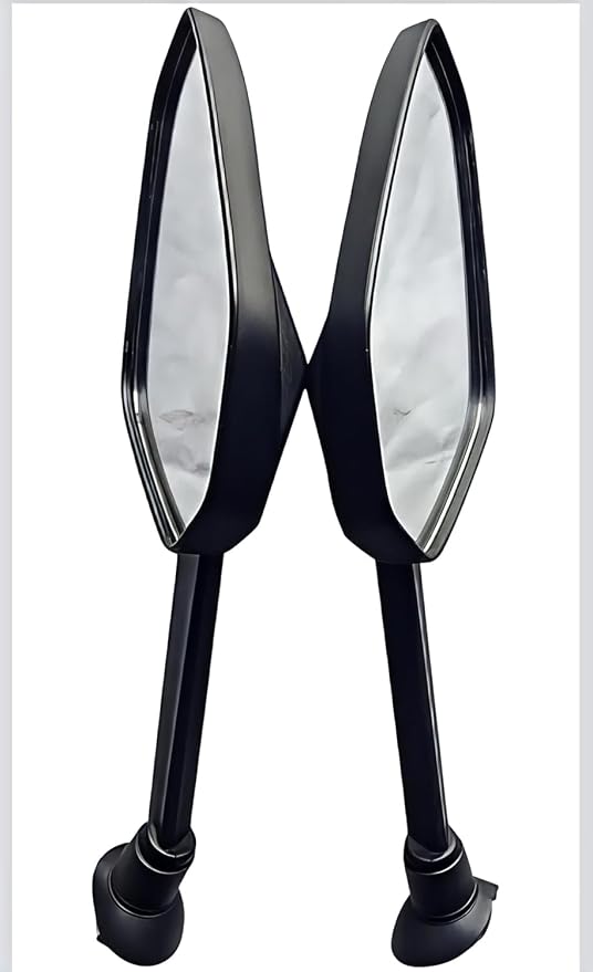 Rear View Mirror Set For Electric Scooters, Scooty, Bike | Carbon Fibre Diamond Pattern | High Clarity Glass